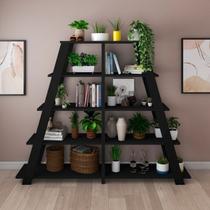 Kit 2 Estantes Escada Multiuso para Livros 5 Prateleiras 134cmx164cm Kit 2 Estantes Escada Multiuso para Livros 5 Prateleiras 134cmx164cm