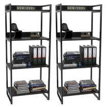 Kit 2 Estantes Estilo Industrial 60cm Preto Onix Mpozenato