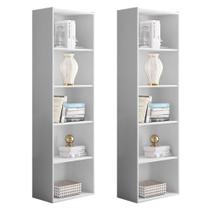Kit 2 Estantes Livreiro Luiza Moderno 5 Nichos MDF Branco Abmaza Kit 2 Estantes Livreiro Luiza Moderno 5 Nichos MDF Branco Abmaza