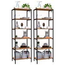Kit 2 Estantes Livreiro Multiuso Estilo Industrial 180cm 6 Prateleiras Trento Demolição - Artefamol Kit 2 Estantes Livreiro Multiuso Estilo Industrial 180cm 6 Prateleiras Trento Demolição - Artefamol
