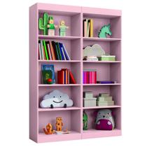Kit 2 Estantes Livreiro Office Multiuso 8 Prateleiras Rose J&A