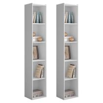 Kit 2 Estantes Livreiro Organizador Multiuso Janaína 5 Nichos Branco - Abmaza