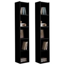Kit 2 Estantes Livreiro Organizador Multiuso Janaína 5 Nichos Preto - Desk Design