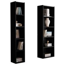 Kit 2 Estantes Livreiro Organizador Multiuso Workspace 5 Nichos Preto - Desk Design