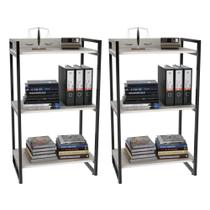 Kit 2 Estantes Livreiro Prisma Estilo Industrial 60cm 3 Prateleiras Snow - Mpozenato Kit 2 Estantes Livreiro Prisma Estilo Industrial 60cm 3 Prateleiras Snow - Mpozenato