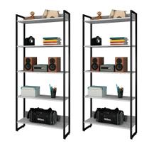 Kit 2 Estantes Livreiro Studio Industrial Branco Mpozenato