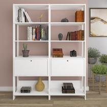 Kit 2 Estantes Multiuso Alta 4 Prateleiras 1 Porta 166CMX126CM Match Artely Branco Kit 2 Estantes Multiuso Alta 4 Prateleiras 1 Porta 166CMX126CM Match Artely Branco
