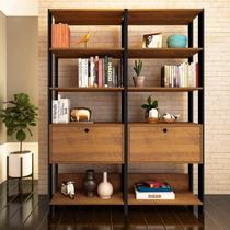 Kit 2 Estantes Multiuso Alta 4 Prateleiras 1 Porta 166cmx126cm Match Artely Kit 2 Estantes Multiuso Alta 4 Prateleiras 1 Porta 166cmx126cm Match Artely