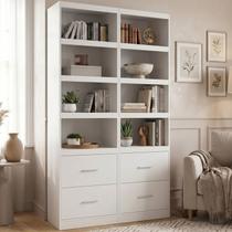 Kit 2 Estantes Multiuso de Livros 56,5CMX200CM em BP Moderna Yescasa Branco Kit 2 Estantes Multiuso de Livros 56,5CMX200CM em BP Moderna Yescasa Branco
