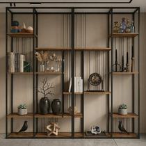 Kit 2 Estantes Multiuso de Livros Industrial Aço 122CMX202CM Málaga Yescasa Marrom Kit 2 Estantes Multiuso de Livros Industrial Aço 122CMX202CM Málaga Yescasa Marrom
