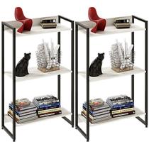 Kit 2 Estantes Multiuso Escritório Industrial 3 Prateleiras Areta 104x60cm C01 Snow - Lyam Decor Kit 2 Estantes Multiuso Escritório Industrial 3 Prateleiras Areta 104x60cm C01 Snow - Lyam Decor