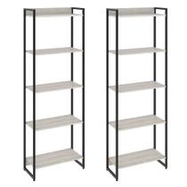 Kit 2 Estantes Multiuso Escritório Industrial 5 Prateleiras Areta 186x60cm C01 Snow - Lyam Decor Kit 2 Estantes Multiuso Escritório Industrial 5 Prateleiras Areta 186x60cm C01 Snow - Lyam Decor