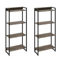 Kit 2 Estantes Multiuso Industrial 4 Prateleiras Areta 145x60cm C01 Carvalho Dark - Lyam Decor Kit 2 Estantes Multiuso Industrial 4 Prateleiras Areta 145x60cm C01 Carvalho Dark - Lyam Decor