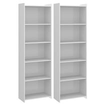 Kit 2 Estantes Multiuso para Sala com 4 Prateleiras Menu Móveis Branco Kit 2 Estantes Multiuso para Sala com 4 Prateleiras Menu Móveis Branco