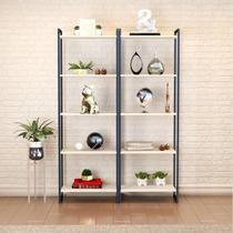 Kit 2 Estantes para Livros Altas Industrial Aço 5 Prateleiras 187CMX60CM Active Yescasa
