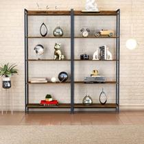 Kit 2 Estantes para Livros Altas Industrial Aço 5 Prateleiras 187cmx80cm Active Yescasa