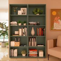 Kit 2 Estantes para Livros com 5 Prateleiras 120cmx60cm Kit 2 Estantes para Livros com 5 Prateleiras 120cmx60cm