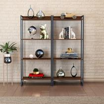 Kit 2 Estantes para Livros Médias Industrial Aço 4 Prateleiras 146cmx60cm Active Yescasa