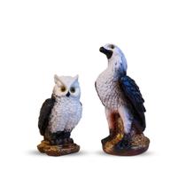 Kit 2 Estátua Gavião e Coruja Espanta Pombo Telhado Jardim Envernizado Envio Imediato AVB DECOR