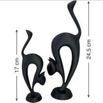 Kit 2 Estátuas Gato Preto Arte Abstrata