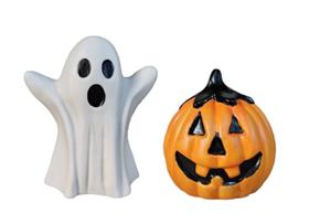 Kit 2 Estatuetas de Halloween Abobora e Fantasma Miniatura Kit 2 Estatuetas de Halloween Abobora e Fantasma Miniatura