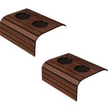 Kit 2 Esteiras Para Sofá Com Porta Copos De Madeira Marrom
