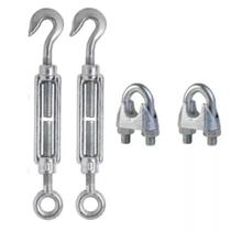 Kit 2 Esticador Cabo Aço Olhal + 2 Clip - 5/8-16mm - 4 Pç