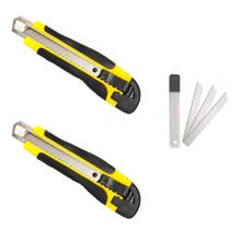 Kit 2 Estilete + Refil 10 Laminas Estiletes PRO Com Trava Anatomico Emborrachado Fox Tools Kit 2 Estilete + Refil 10 Laminas Estiletes PRO Com Trava Anatomico Emborrachado Fox Tools