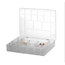 Kit 2 Estojos Box Com 21 Divisórias De Plástico Transparente Bijuterias