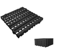 Kit 2 Estrado Piso Plastico Encaixe Preto Pesado 50x50x4,5cm