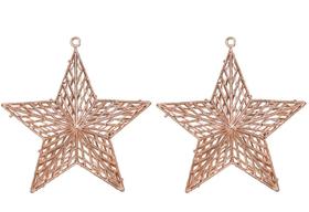 Kit 2 Estrelas Vazadas Rosê Gold Metalizado Fosco 17x19cm - Magizi