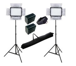 Kit 2 Estudio Tripe E Iluminador Led 300 Videos Bateria F970