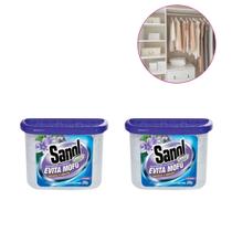 Kit 2 evita mofo bolor guarda roupa sanol original 100g desumidificador armario closet tira umidade