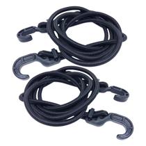 Kit 2 Extensor Corda Elástico 2,0M Gancho Plástico Amarrar Carga Bagageiro Moto Lona Camping