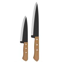 Kit 2 Faca Carbono Tramontina Cabo Madeira Peixeira 5" 8"