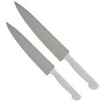 Kit 2 Faca Cozinha Profissional Afiada Aço Inox Cabo Branco Kit 2 Faca Cozinha Profissional Afiada Aço Inox Cabo Branco