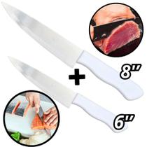 Kit 2 Facas Cabo Branco Peixeira Profissional Corte Preciso Para Cozinha Churrasco Restaurante Kit 2 Facas Cabo Branco Peixeira Profissional Corte Preciso Para Cozinha Churrasco Restaurante