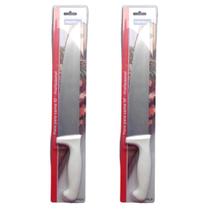 Kit 2 Facas de Carne 10" Chef Profissional Gourmet Lâmina Inox Cabo Branco Açougue Cozinha Churrasco Fratelli