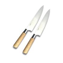 Kit 2 Facas de Churrasco Cabo de Madeira Lâmina de Aço Inox