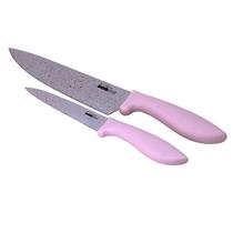 Kit 2 Facas de Cozinha em Aço Inox Cabo PP Revestida Rosa