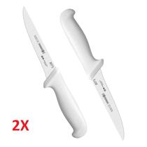 Kit 2 Facas de Desossa Mundial 6" Lamina em Aço Inox Reta Larga Cabo Branco (5515-6)