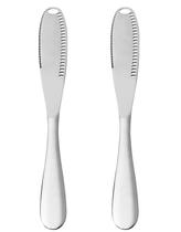 Kit 2 Facas Espátula Inox 2 em 1 Manteiga Requeijão Pão Corte Serrinha