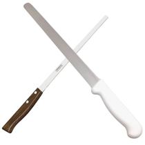 Kit 2 Facas Fiambre 37cm + 45cm Cozinha Açouque Profissional Lâmina Aço Inox Cabo Madeira e Polipropileno