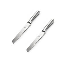 Kit 2 Facas P/ Pão Bolo Inox Fatiar Profissional Serrilhada