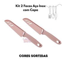 Kit 2 Facas Para Legumes Aço Inox com Capa Afiadas Cores Sortidas