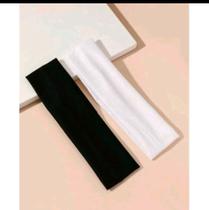 Kit 2 faixas de cabelo em tecido suplex, nas cores: branco e preto - Rt