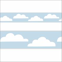 Kit 2 Faixas Decorativa Border Nuvens com Fundo Azul Infantil Autocolante Kit 2 Faixas Decorativa Border Nuvens com Fundo Azul Infantil Autocolante