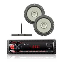 Kit 2 Falantes 140w Full Range 6 Pol + Rádio De Carro Bt