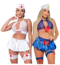 Kit 2 Fantasias Luxo Femininas Enfermeira + Marinheir Adulto Lingerie - Veste do 36 ao 44