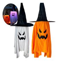 Kit 2 Fantasmas Abóbora Decoração Pendurar Bruxas Halloween